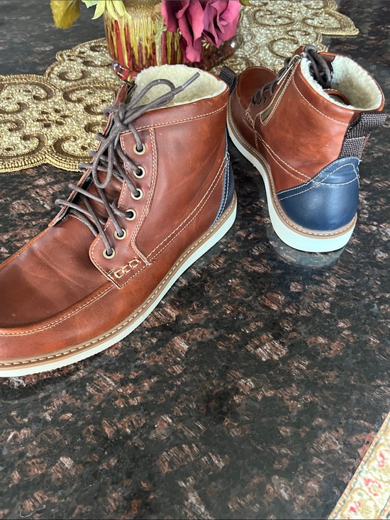 Call It Spring Men\'s Chestnut Brown Lace-Up Shearling-Lined Boots SZ 10 main image 4